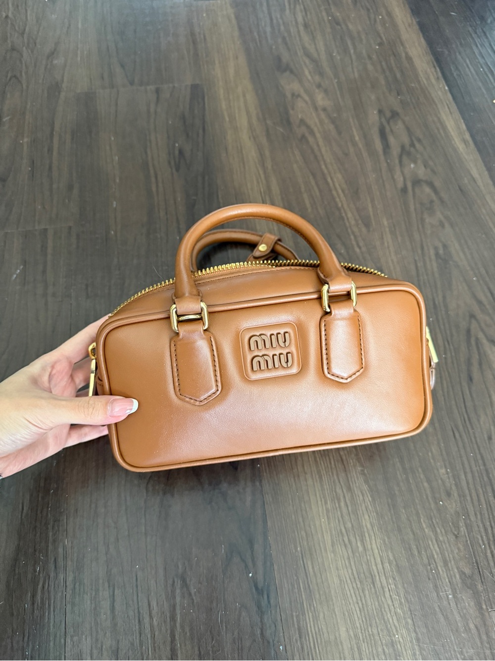 Miu Miu Cognac Leather Mini Top-Handle Bag